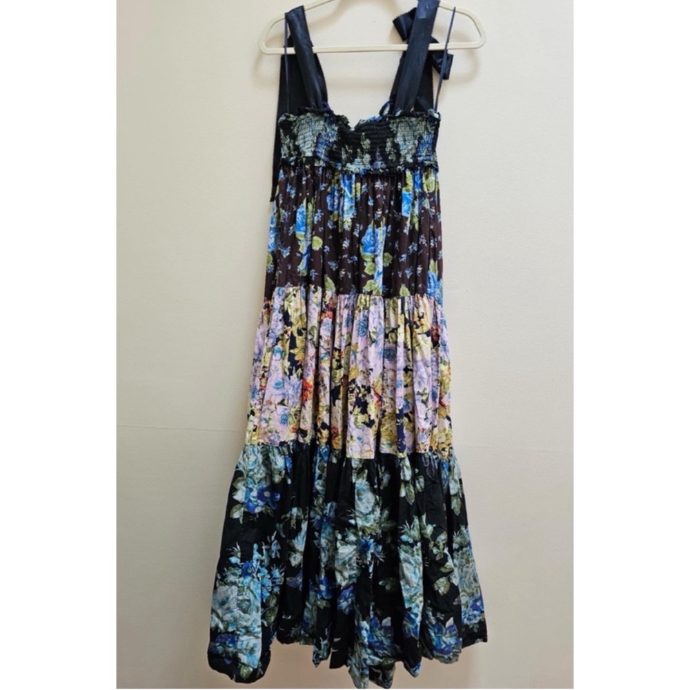 Free People Bluebell Boho Maxi Dress Ribbon Straps Floral Cool Combo - Picture 8 of 16